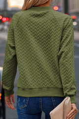 Sweatshirt with textured tunnels plain green jungle