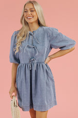 Robe courte en jean bleu crépuscule *