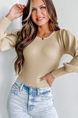 Body côtelé à manches ballon abricot *-A WOMAN WE LOVE