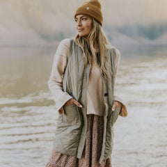 Chaqueta de chaqueta larga hierba verde con bolsillos