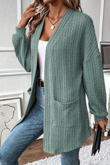 Cardigan ouvert sur le devant avec poches latérales en tricot texturé Canton-A WOMAN WE LOVE