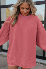 Strawberry pink corduroy oversized sweatshirt