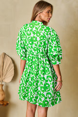 Green Babydoll dress with floral print *