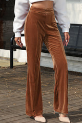Flared pants in ribbed velvet *