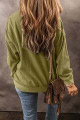 Jungle Green Textured Seam Drop Sleeve Sweatshirt