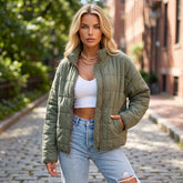 Veste matelassée vert kaki zippée avec poche