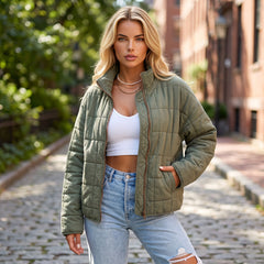 Veste matelassée vert kaki zippée avec poche