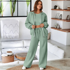 Ensemble 2 pièces vert eau avec veste zippée à épaules tombantes