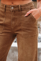 Jean marron taille haute