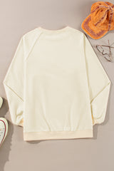 Sweat-shirt beige rayé à panneaux color block arc-en-ciel