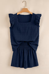 Top carré en bleu sale et set de la taille haute chanrentielle