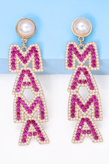 Boucles d'oreilles pendantes en perles de strass MAMA rouge rose-A WOMAN WE LOVE