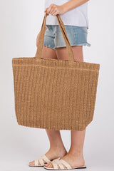 Grand sac cabas de plage en paille tressée