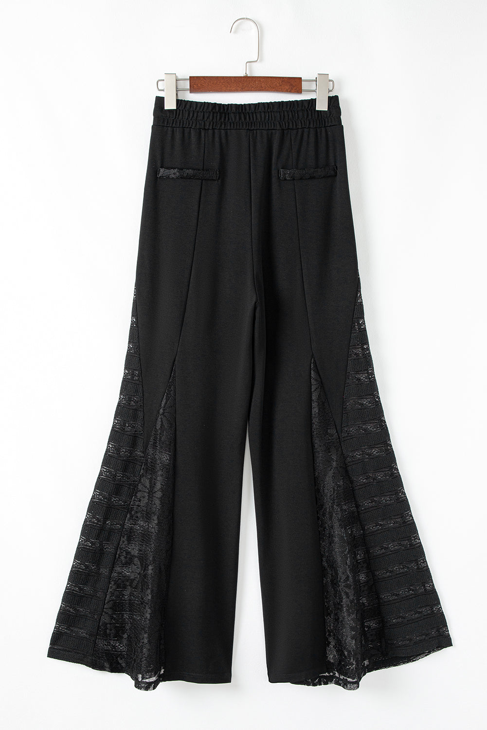 Pantalones de cintura grande y mosaicos en encaje bohemio negro * Pantalones de cintura grande y mosaicos en encaje bohemio negro *