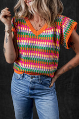 Suéter de tejido naranja con múltiples mangas flotantes