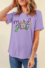 Wisteria Sequin Tuesday Gras graphic t-shirt