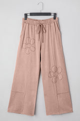 Pantalon court à jambe large en tricot éponge lavé minéral