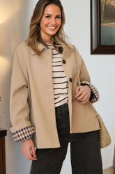 Trench-coat beige à doublure à carreaux