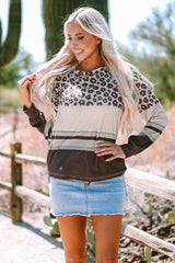 Top de manga larga y leopardo marrón redondo