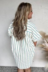 Short shirt with short sleeve buttoned and large stripes for green Saint-Patrick