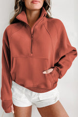 Sleeve sweatshirt and upright collar *