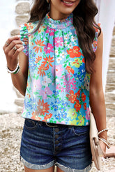 Fleuri Tank Top con Collar Flying Blue Sky *
