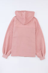 Veste rose à capuche zippée avec cordon de serrage