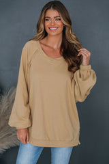 Light French Beige Solid Color Lattice Sweatshirt with Openwork Back