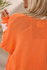 Cardigan à Epaules Tombantes à Motif de Fleurs Orange Grande Taille-A WOMAN WE LOVE