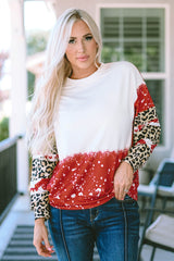 Bright Red Tie Dye Leopard Long Sleeve Top