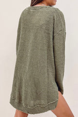 Moss Green - Plus Size Textured Knit Long Sleeve Top