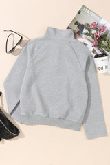 Light Grey Textured Knit Button-Down Sweatshirt with Kangaroo Pocket