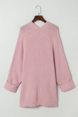 Cardigan surdimensionné rose ouvert sur le devant à manches repliées-A WOMAN WE LOVE