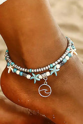 Bracelet de cheville double plage bleu ciel-A WOMAN WE LOVE