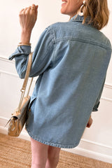 Twilight blue denim jacket with pockets and split buttons