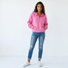 Amplia sudadera con capucha con semi fermentos con cremallera y bolsillos de canguro caramelo caramelo