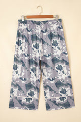 Pantalon multicolore camouflage grande taille à cordon et poches plaquées