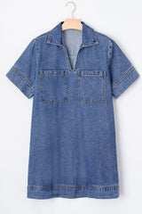 Robe en Jean décontractée à Manches Courtes *
