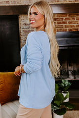 Myosotis Plus Size Ribbed Textured Long Sleeve T-Shirt