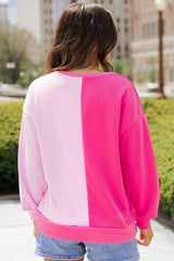 Sudadera gráfica con botas de chicas de vaca con brillo y bloques de color rosa