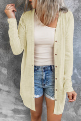 Cardigan beige à boutons ouverts de couleur unie-A WOMAN WE LOVE