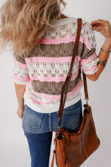 Mid-length sleeve sweater in crochet *