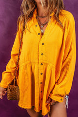 Chemise tunique oversize froissée à ourlet effiloché-A WOMAN WE LOVE