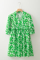 Green Babydoll dress with floral print *
