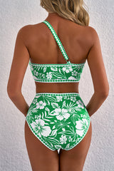 Bikini con cintura alta con estampado floral verde *