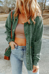 Talked vintage green button jacket with flap pocket