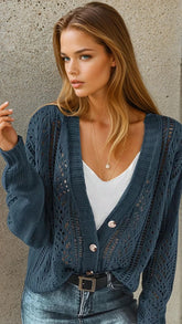 Cardigan pull à épaules tombantes en tricot ouvert *