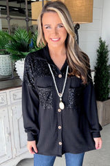 Black wired jacket with patch pocket patch and sequins