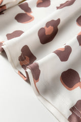 Pantalon ample beige à cordon de serrage imprimé léopard