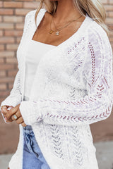 Cardigan en maille ouverte uni blanc-A WOMAN WE LOVE